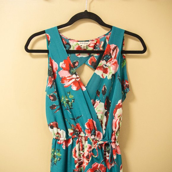 Lucky Brand 100% Silk Faux Wrap High Low Dress XS - Picture 2 of 9